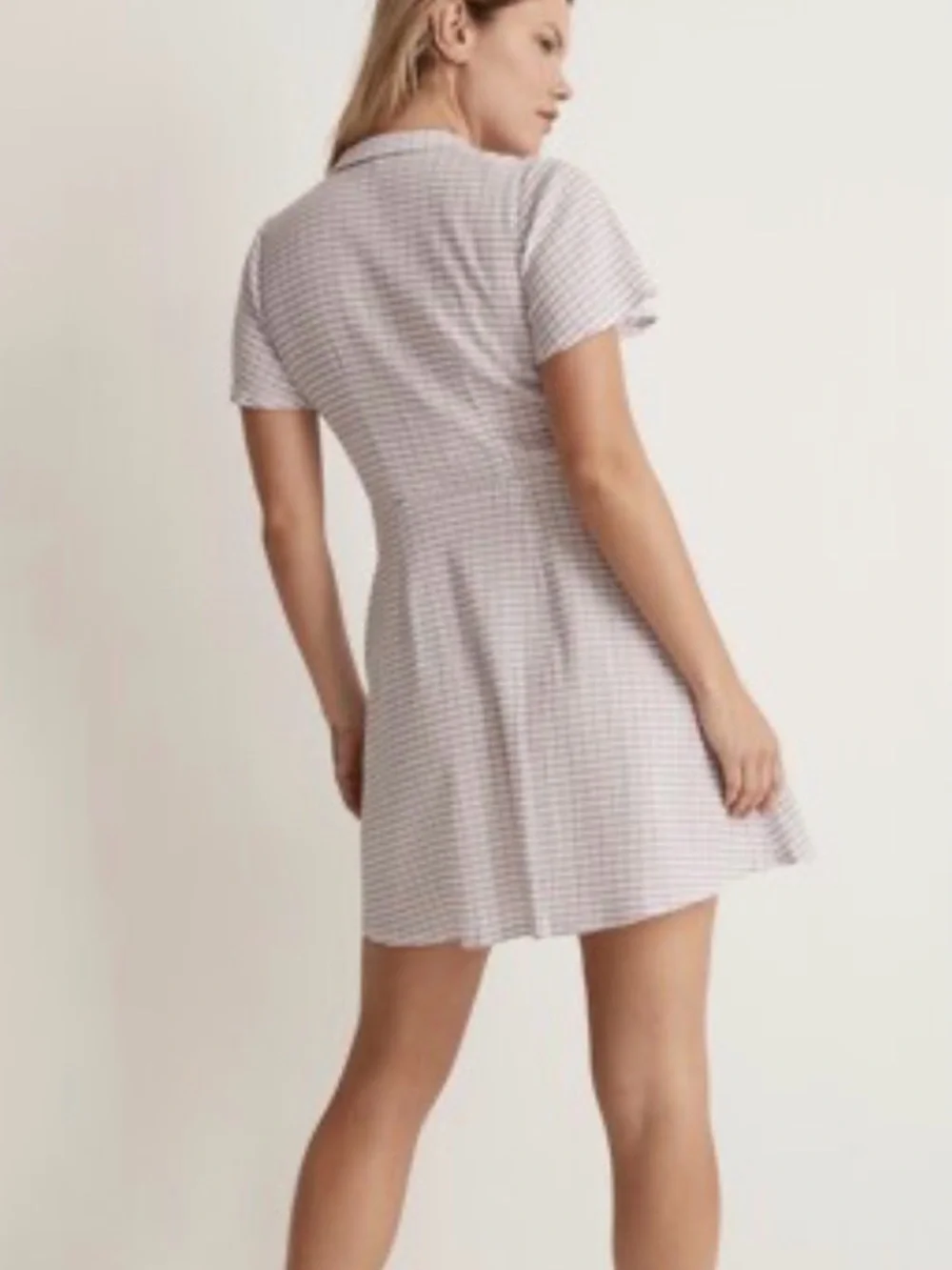 Madewell Lavender-Check Button-Front Mini Dress - Picture 2 of 13